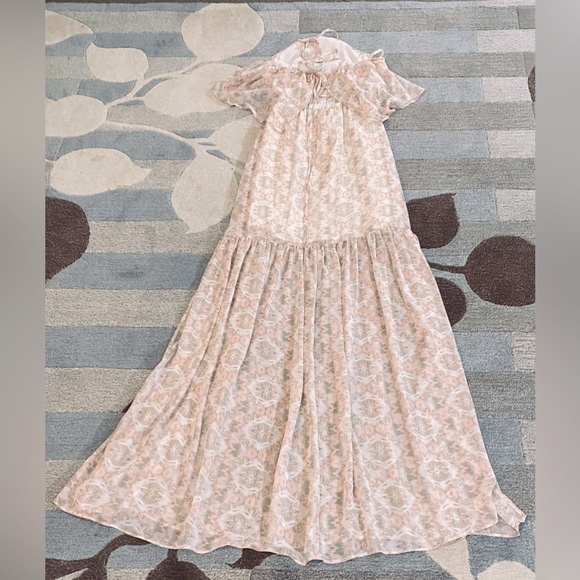 BCBGeneration Halter Chiffon Dress Back Ties at Neck Flowing Skirt w Side Slits - Picture 7 of 14